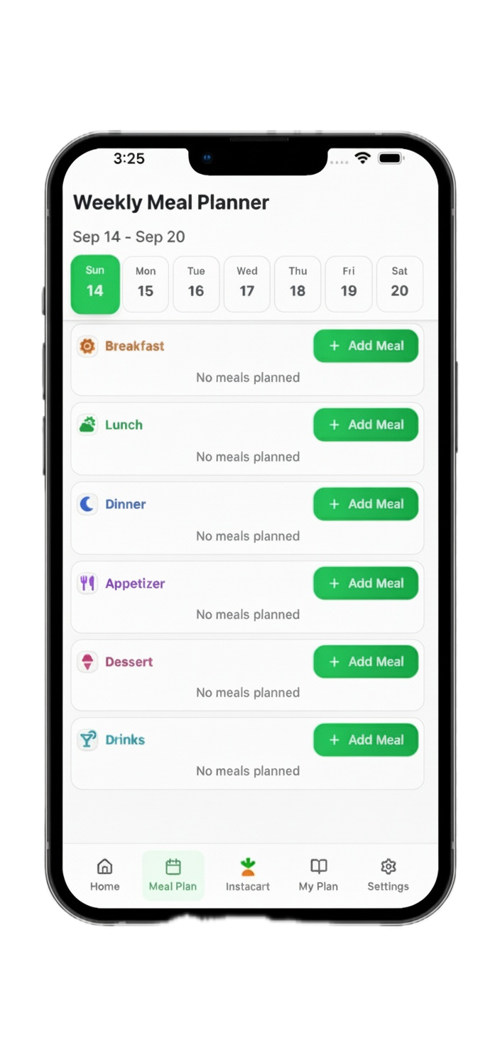 Plan2Table App Interface
